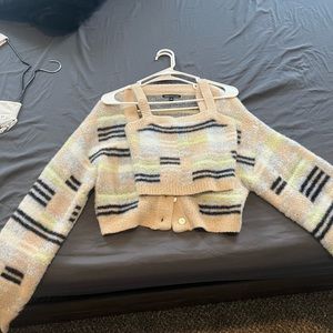 PACSUN KENDALL & KYLIE FUZZY CARDIGAN/CROP SET